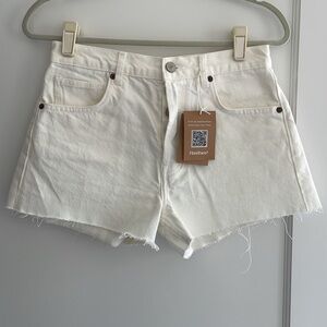 Reformation high rise white Jean shorts NWT